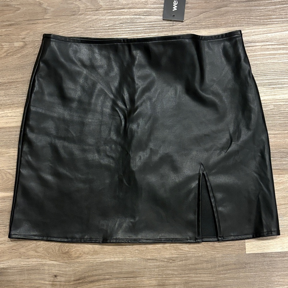 Wet Seal Black Faux Leather Mini Skirt